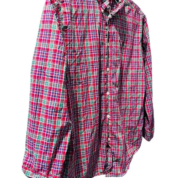 Ralph Lauren Christmas Colors Plaid Button Down Red Green Men's Size XL Holiday - Picture 4 of 7